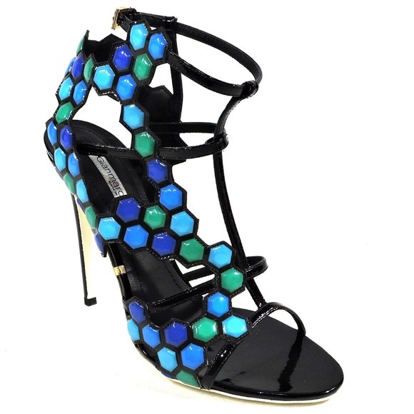 GIANMARCO LORENZI 🇮🇹 WOMEN'S MULTICOLOR LEATHER FASHION SANDALS - Picture 3 of 10